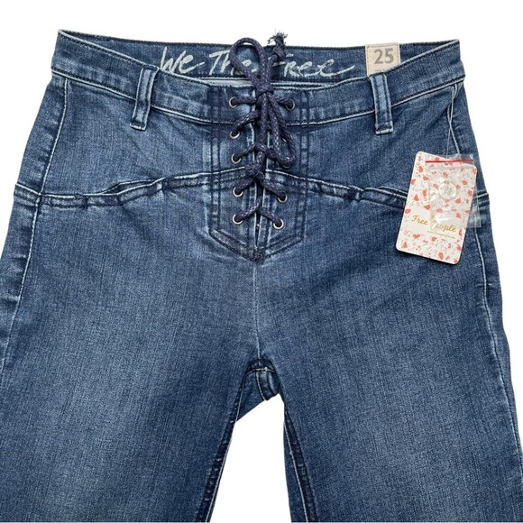 We The Free Eva Denim High Rise Lace Up Bootcut Womens Jeans Size 25 - Picture 5 of 10